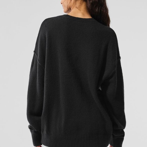 Alo Yoga New Class Cashmere Crewneck Sweater Black - Picture 4 of 5